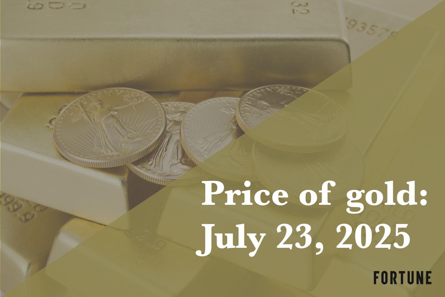 A pile of gold bars and gold coins.