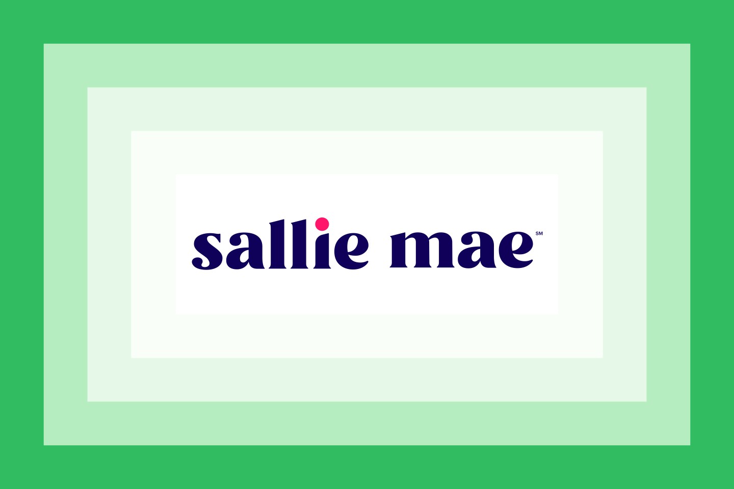 The Sallie Mae Bank logo on a green layered background.