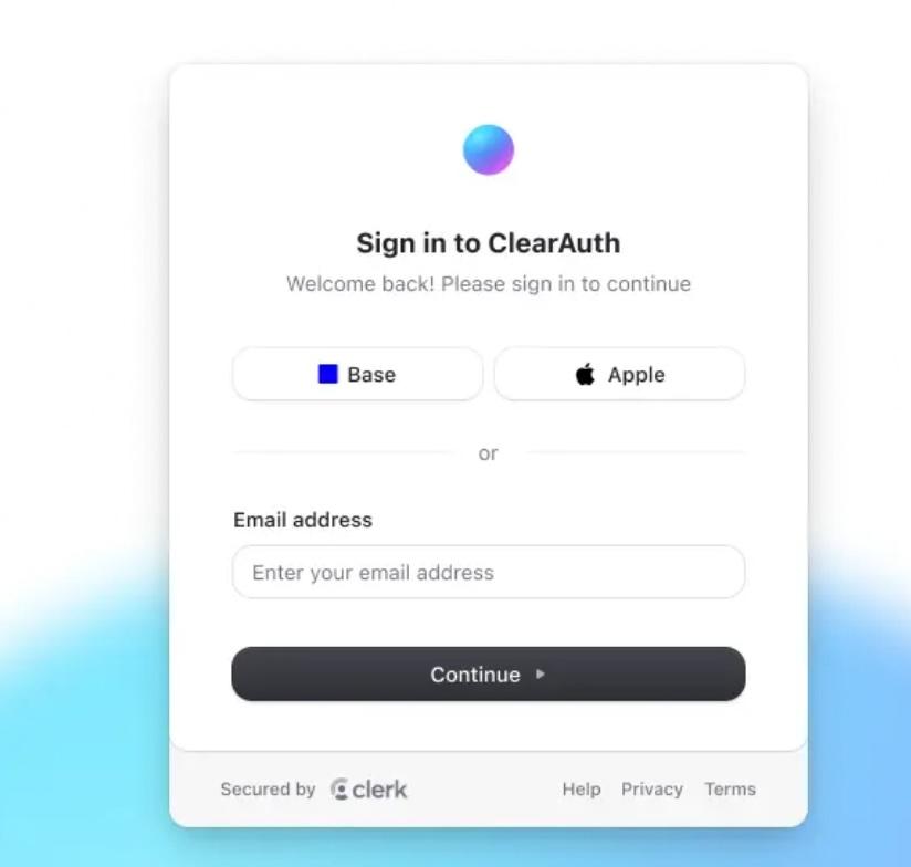 sign in to clear auth screen screenshot image