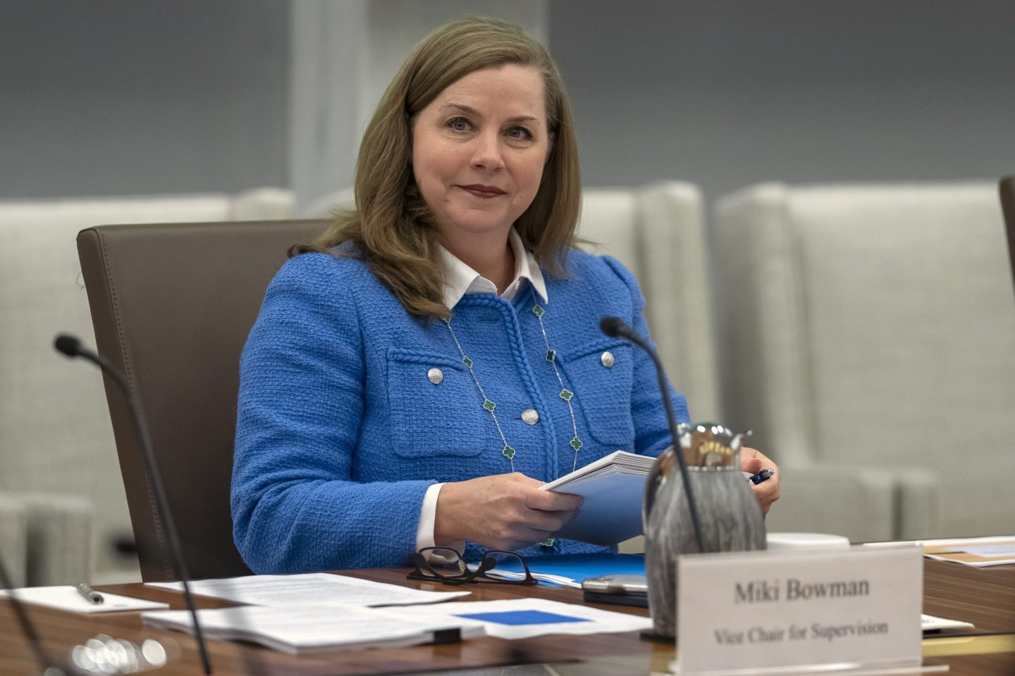 Michelle Bowman at a meeting of the Fed's board of governors on June 25.