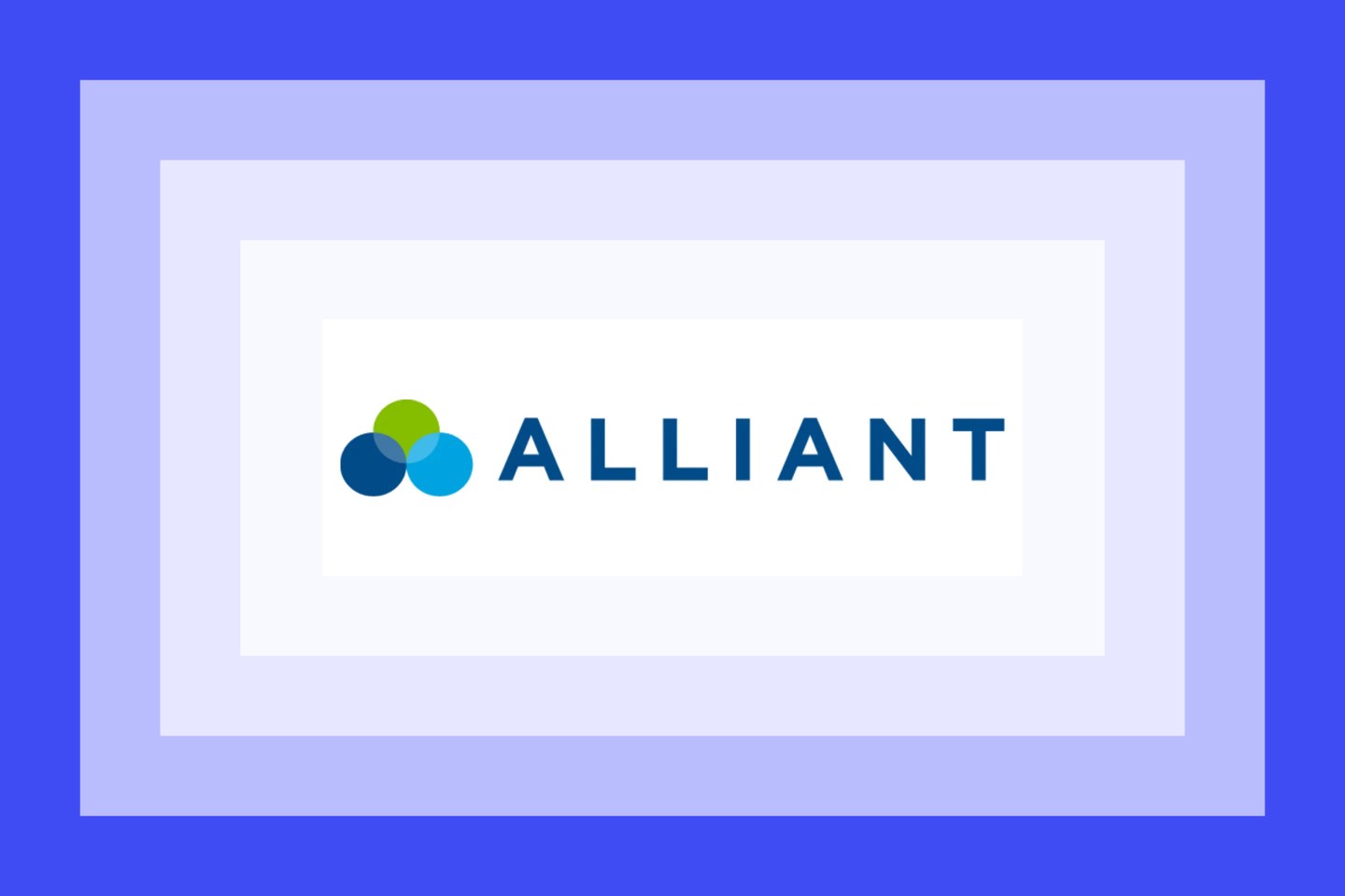 The Alliant Credit Union logo on a blue and purple layered background.