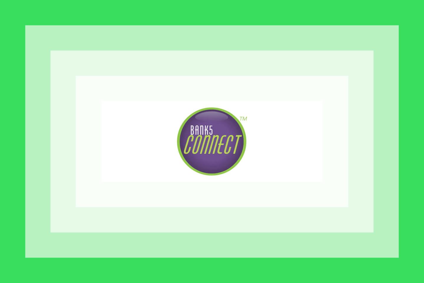 The Bank5 Connect logo on a green layered frame.