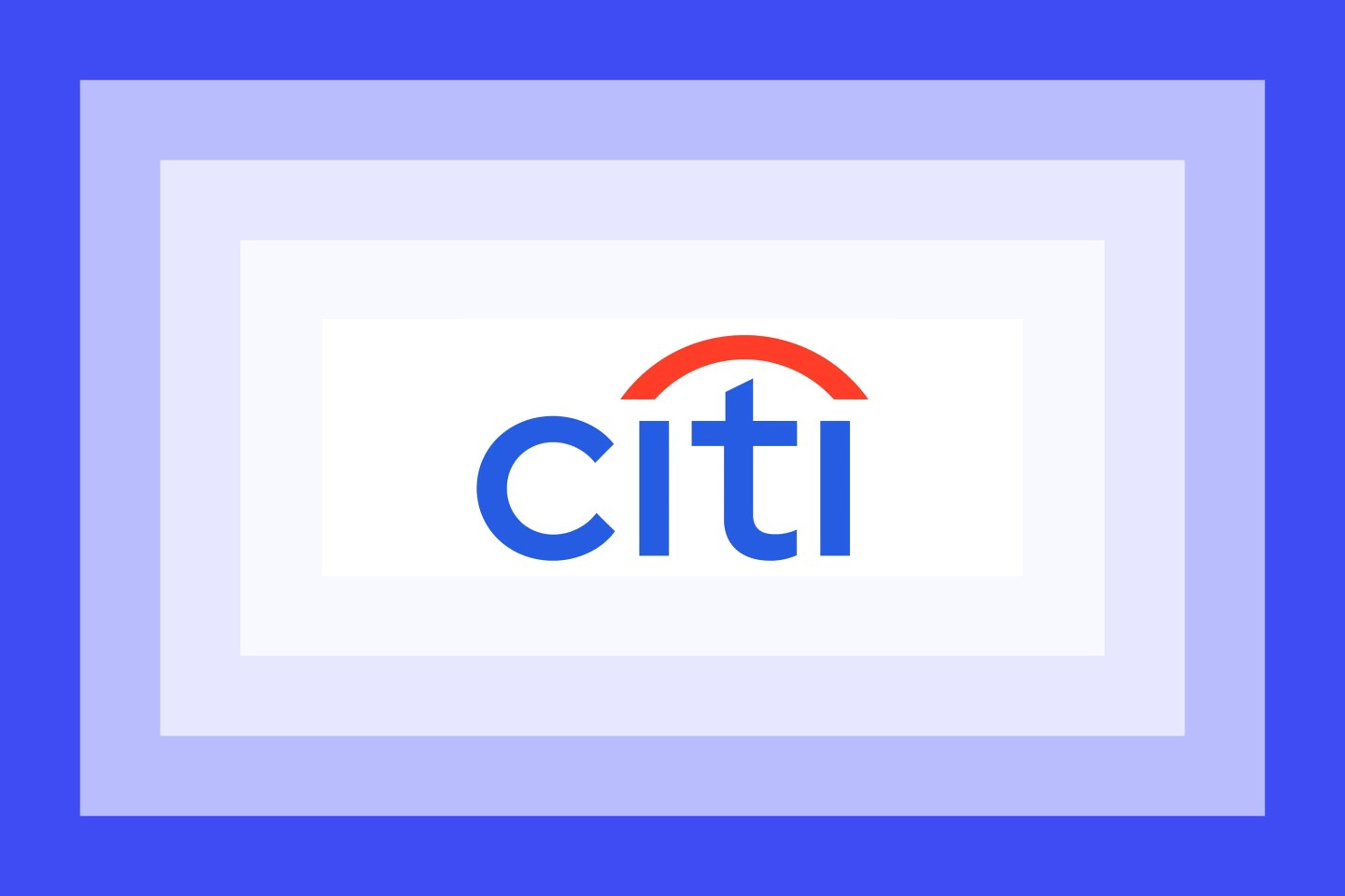 The Citibank logo on a blue and purple layered frame.
