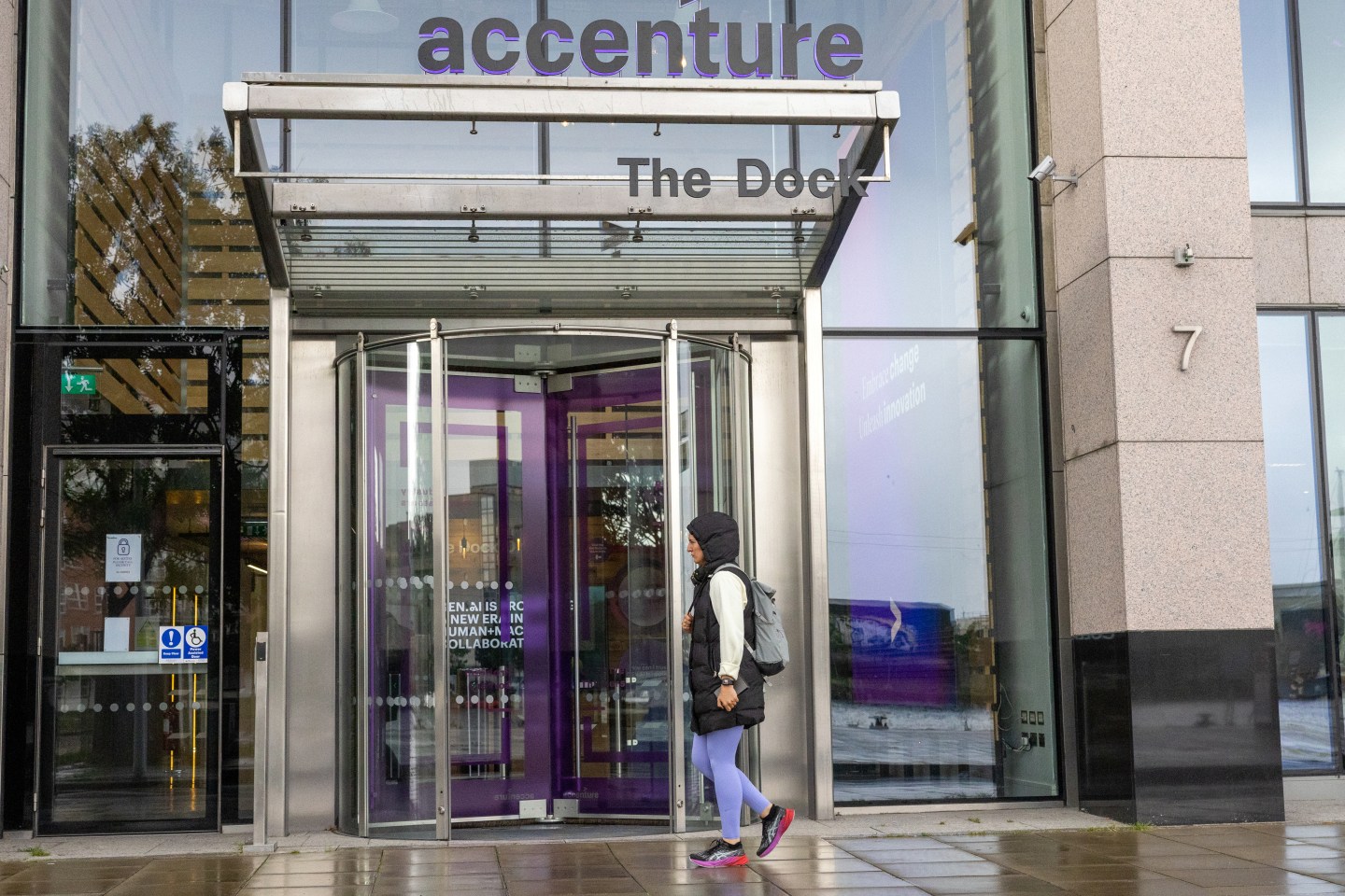 An entrance to Accenture's global headquarters in Dublin, Ireland.