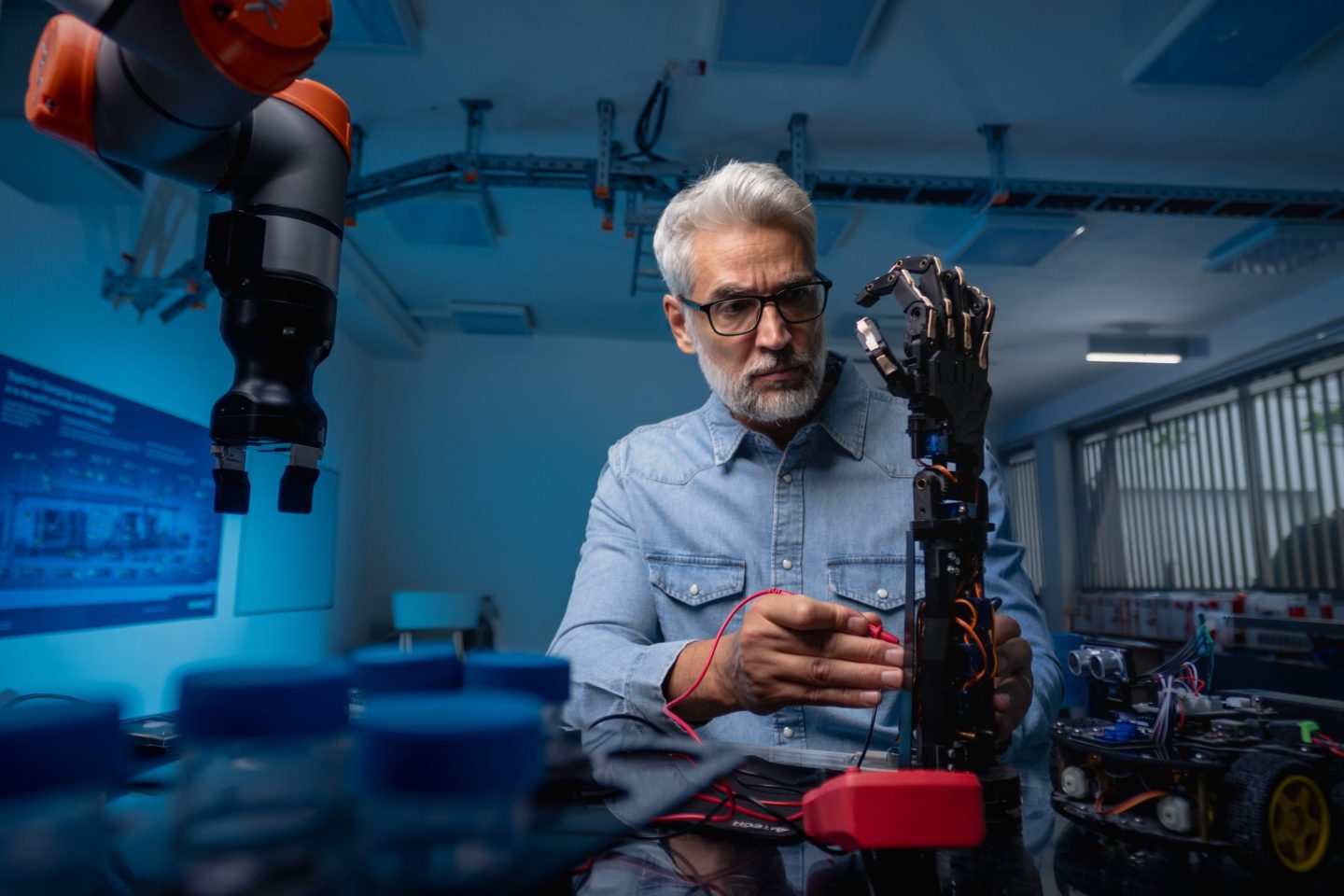 Robotics engineer at work