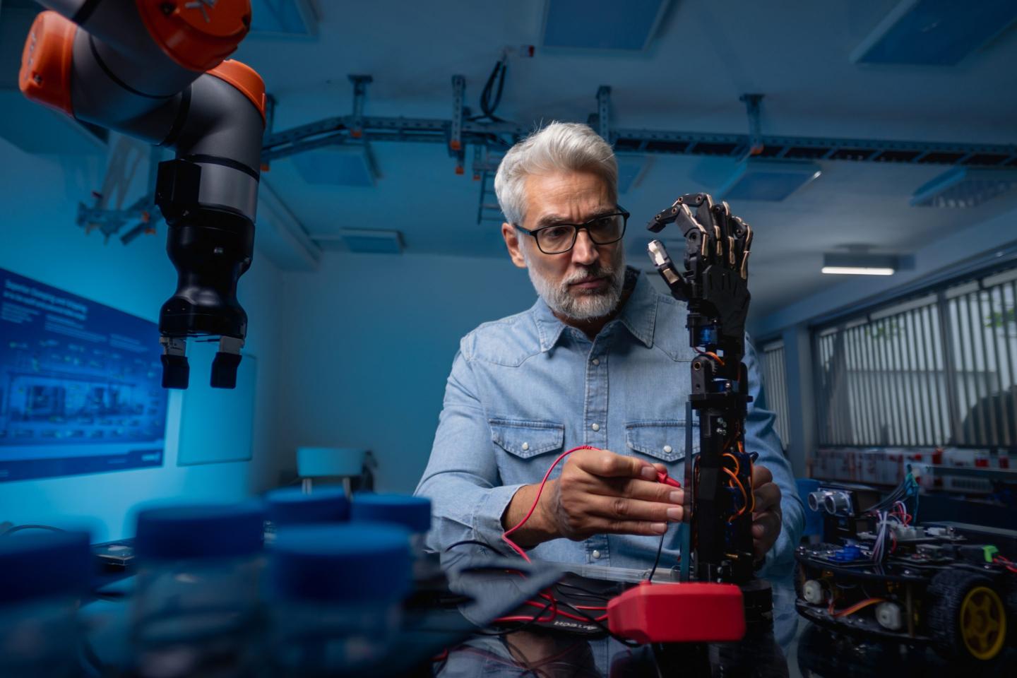 Robotics engineer at work