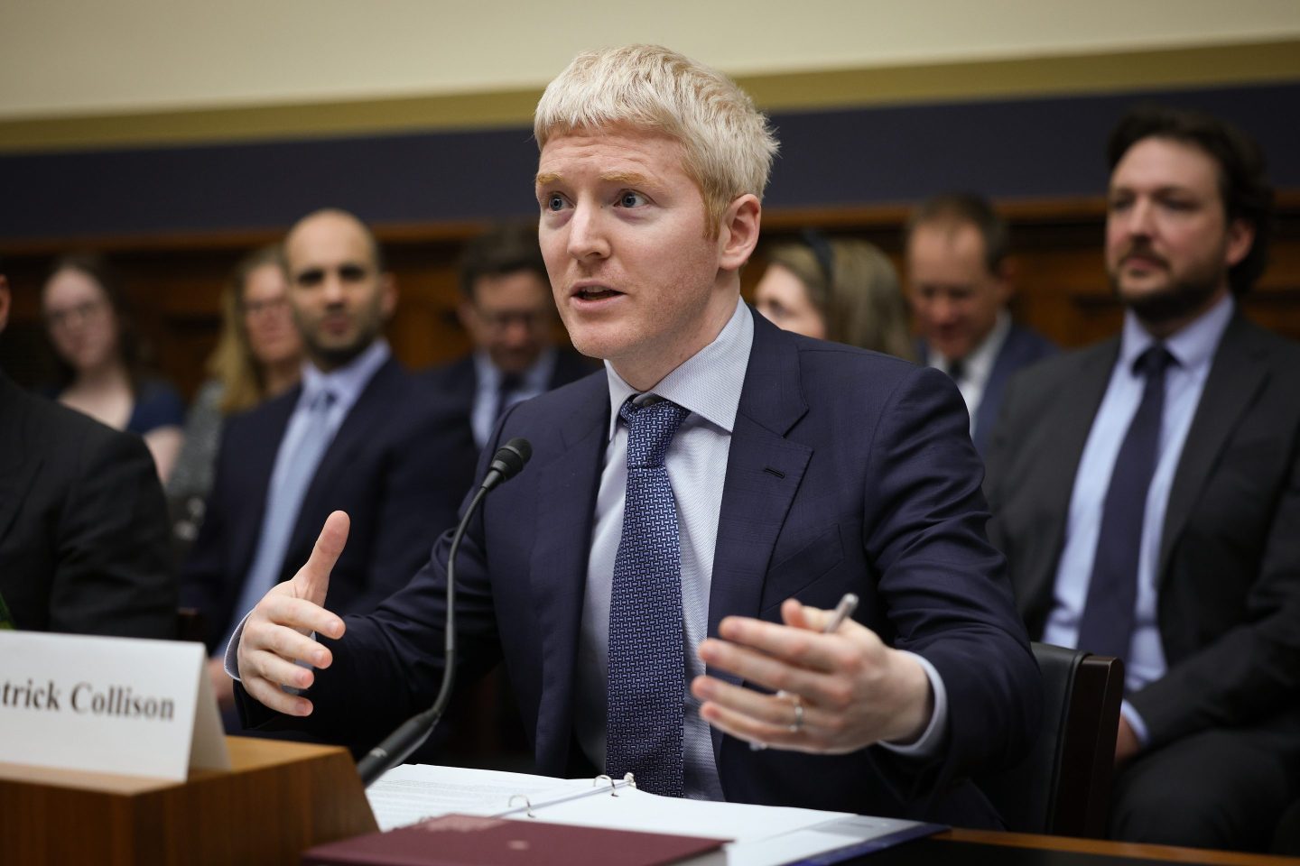 Patrick Collison, cofounder and CEO of Stripe, during a House hearing in March on stablecoins.