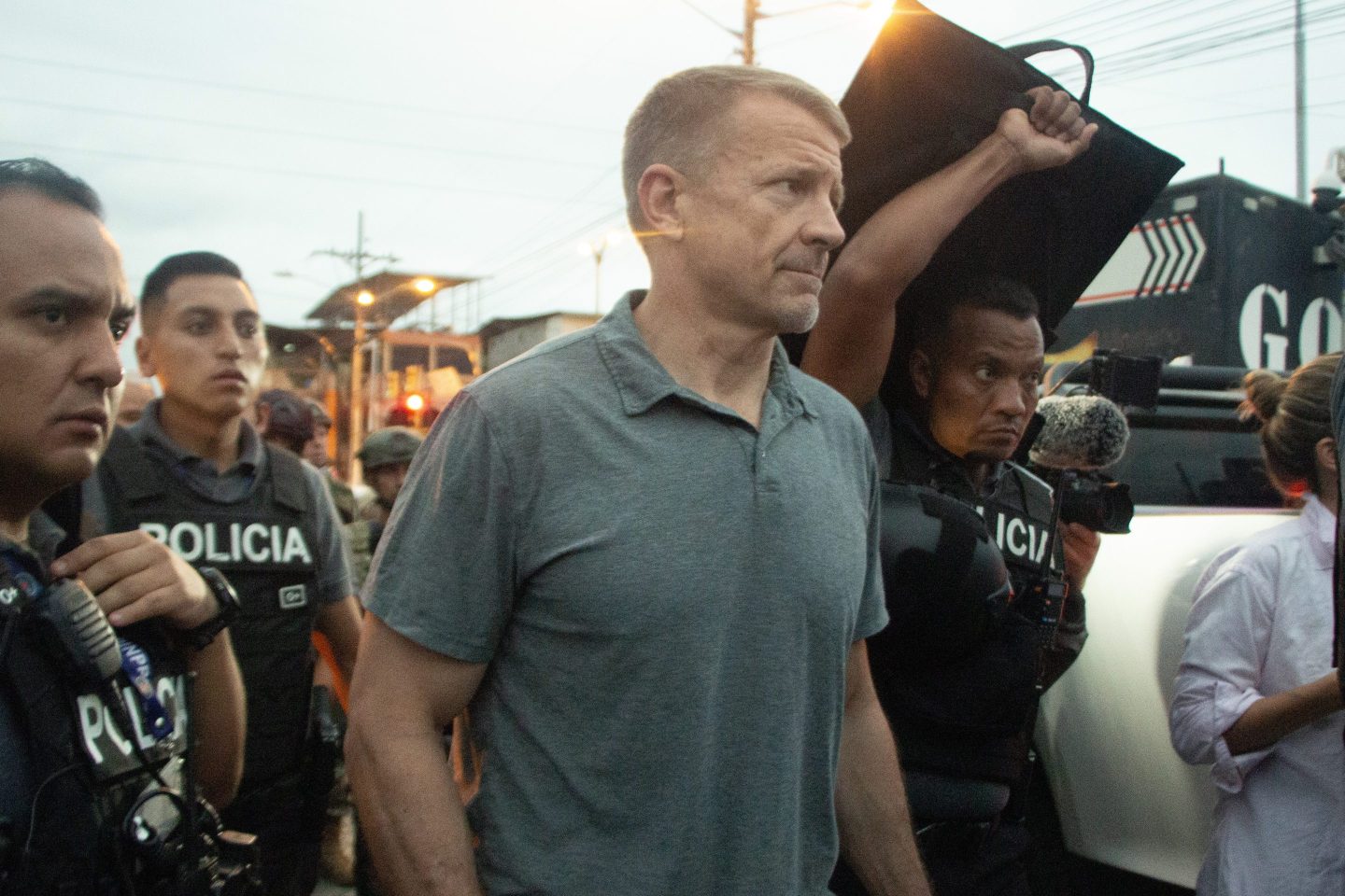 Erik Prince gets a police escort
