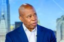 New York City Mayor Eric Adams looks at the camera on "Mornings With Maria" with host Cheryl Casone at the Fox Business Network Studios on July 08, 2025 in New York City.