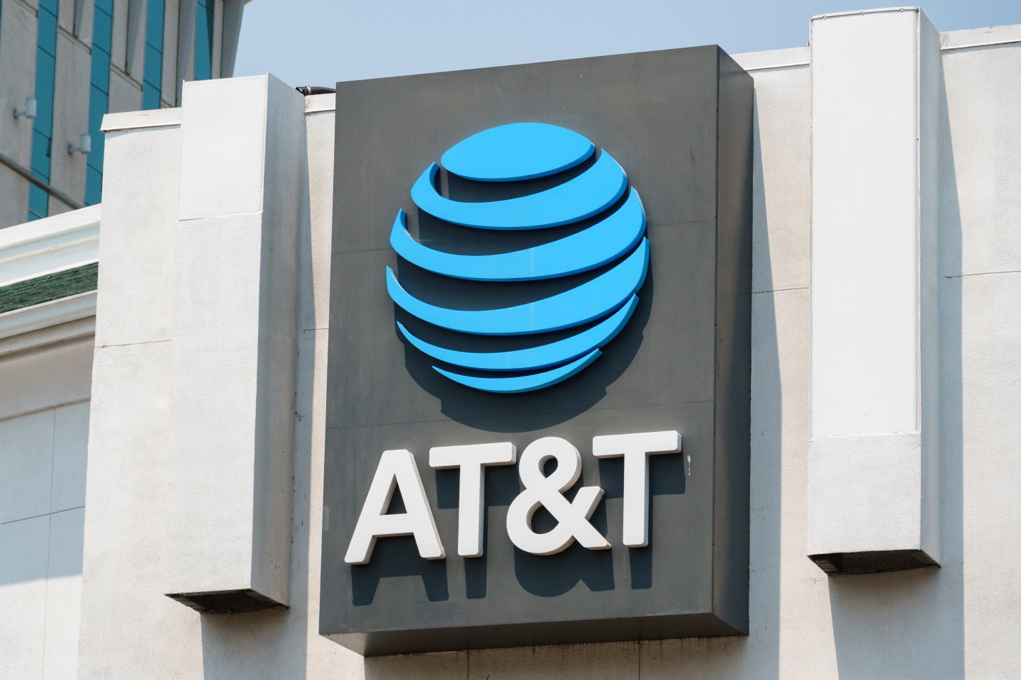 An AT&T corporate logo displayed outside a store on August 2, 2025 in San Diego, California.