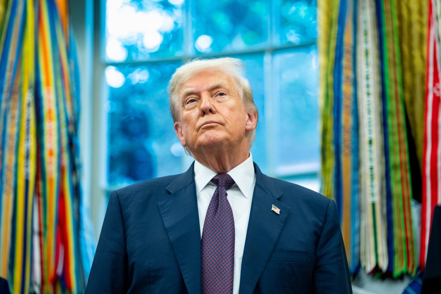 US President Donald Trump in the Oval Office of the White House in Washington, DC, US, on Wednesday, Aug. 6, 2025.
