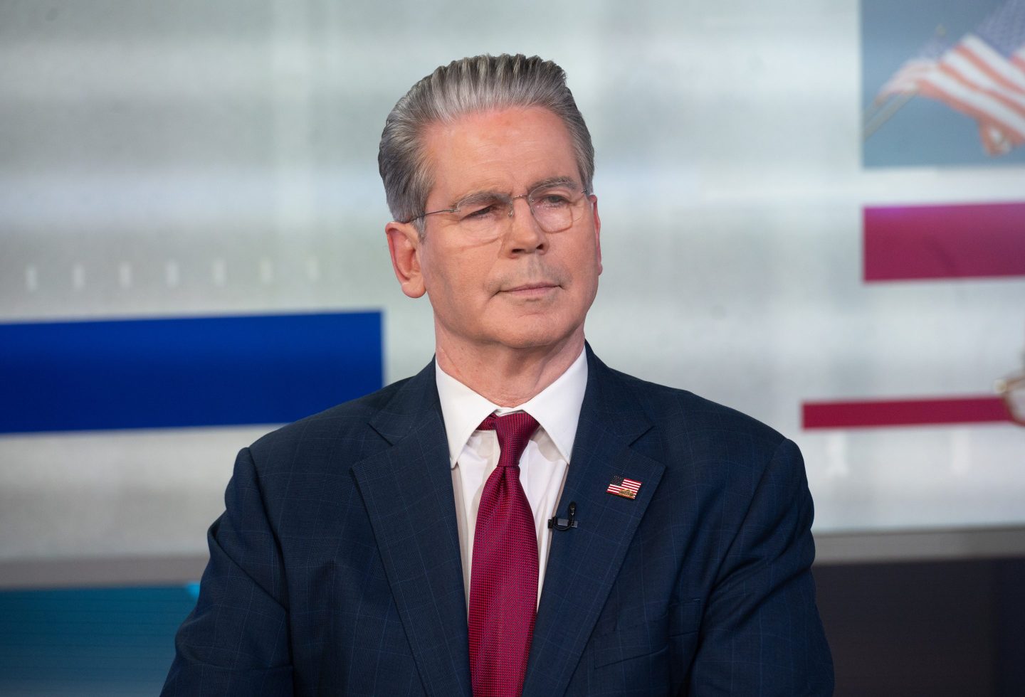 Treasury Secretary Scott Bessent visits "Kudlow" at Fox Business Network Studios on August 12, 2025 in New York City.