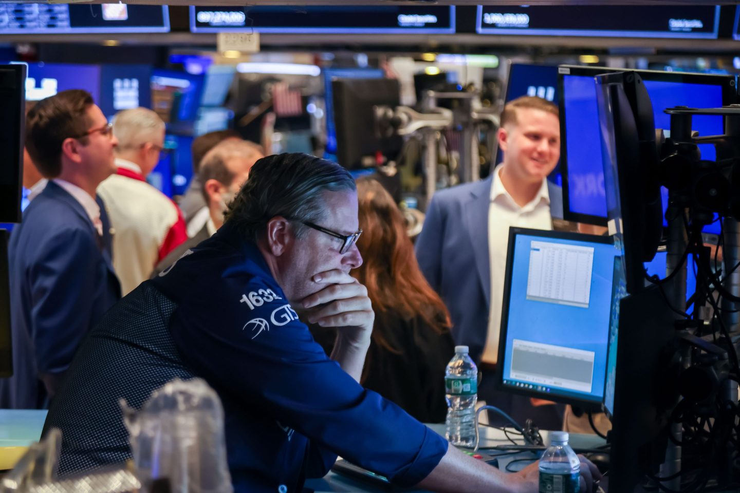 A trader works on the floor at the New York Stock Exchange (NYSE) in New York, US, on Monday, Aug. 18, 2025.