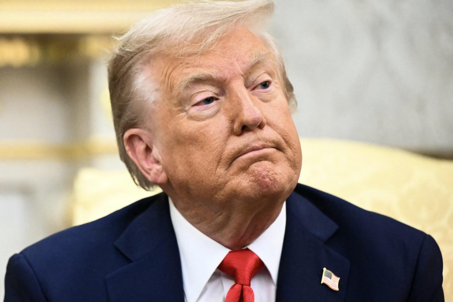 US President Donald Trump speaks to the press in the Oval Office of the White House on August 25, 2025.