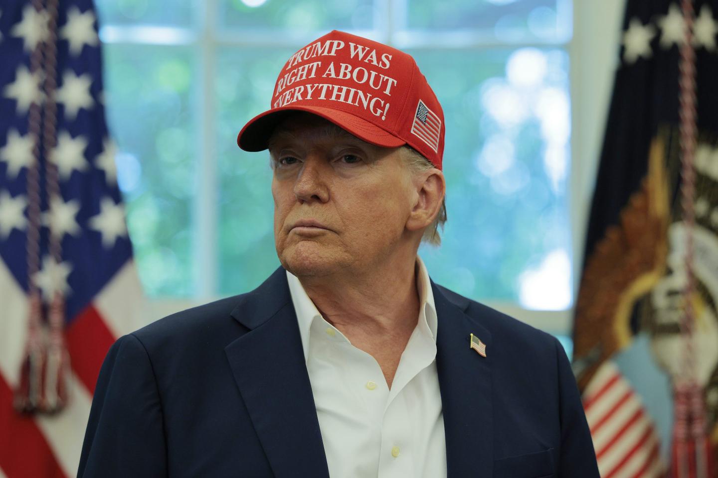 President Donald Trump speaks in the Oval Office August 22, 2025 in Washington, DC.