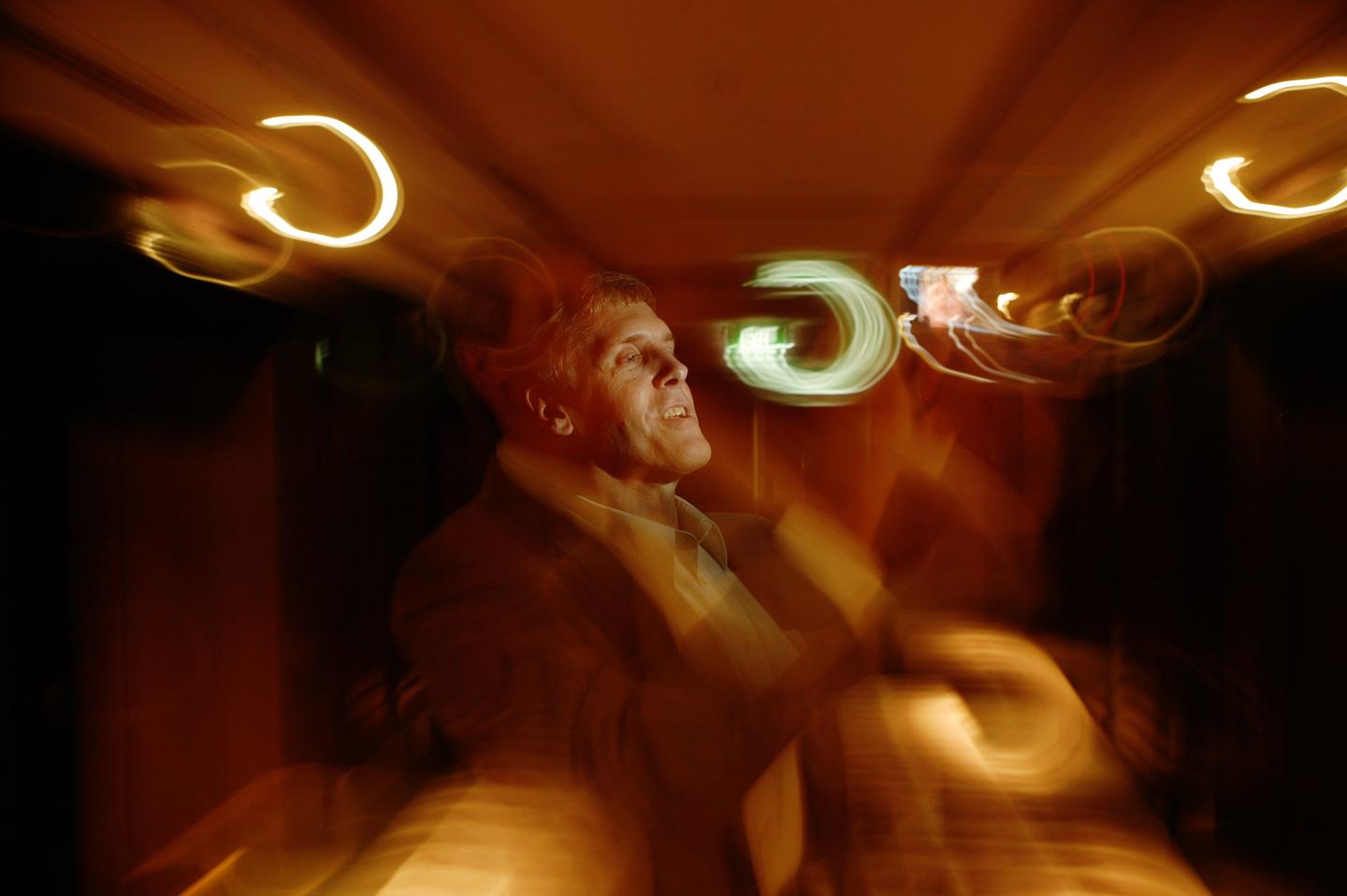 Steven Sasson of Kodak with some crazy photo lens effect around him