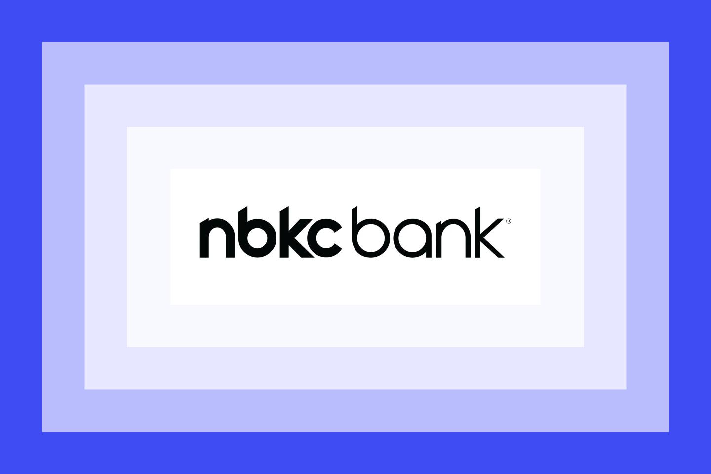 The NBKC Bank logo on a blue and purple background.