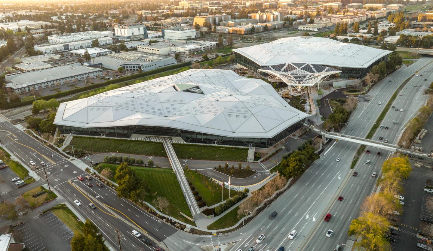 An aerial shot of Nvidia HQ