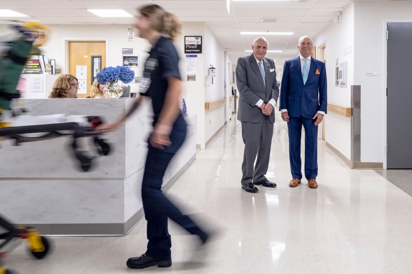 Ken Langone and Bob Grossman at the NYU Langone Suffolk County hospital.