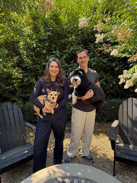 Life 360 CEO Lauren Antonoff and executive chairman Chris Hulls with their dogs.