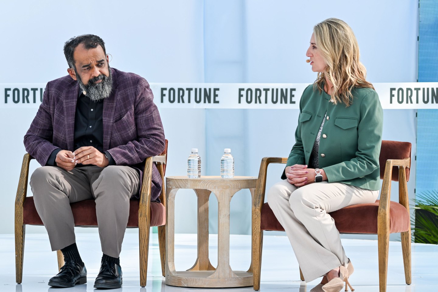 Honeywell Connected Enterprise CTO and President Suresh Venkatarayalu and Caterpillar CTO Jaime Mineart at Fortune Brainstorm Tech 2025.