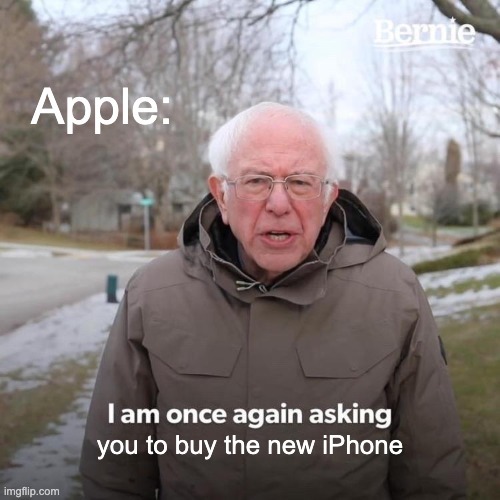 Bernie Sanders meme for Apple iphone 17 launch event.