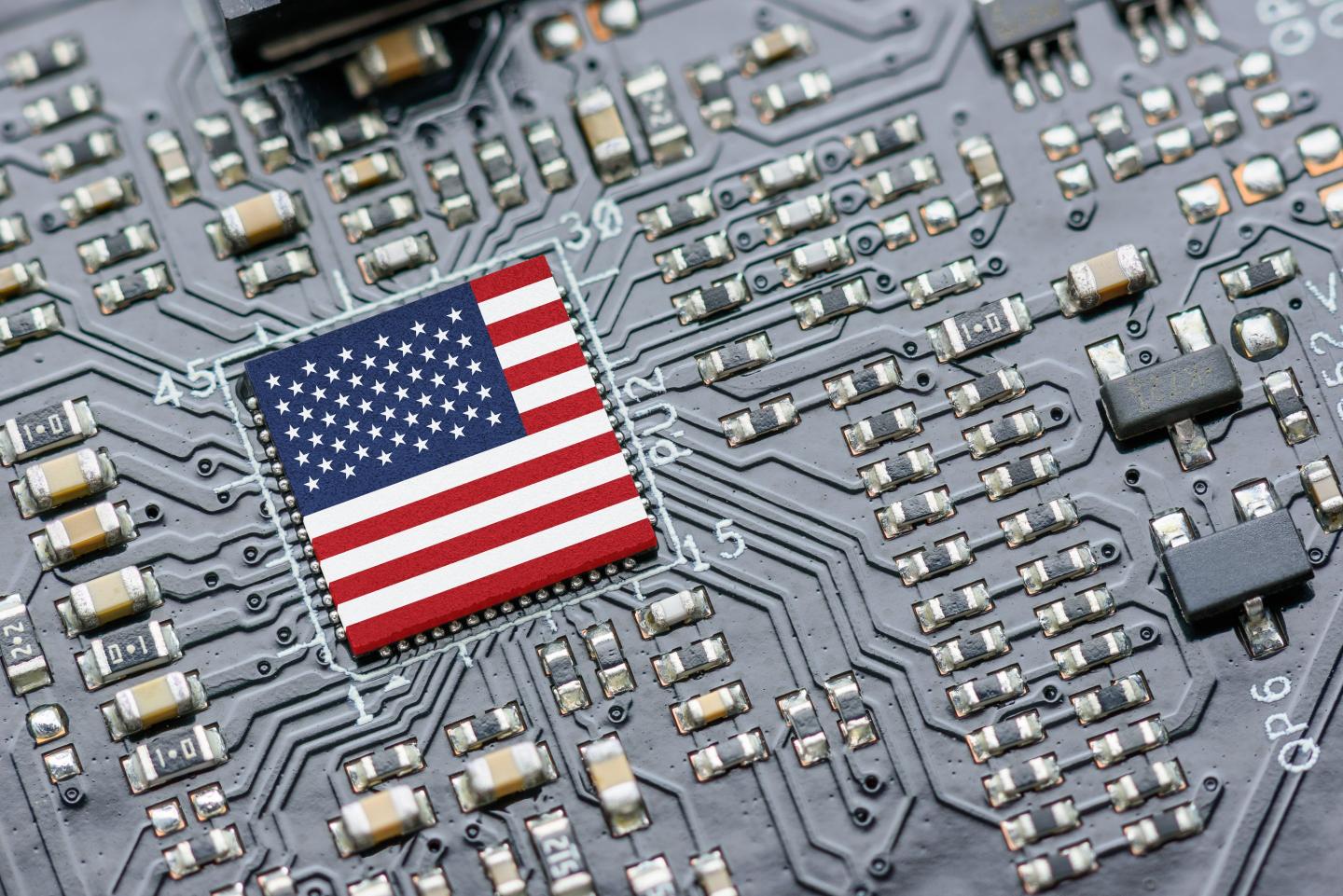 U.S. flag on tech chip