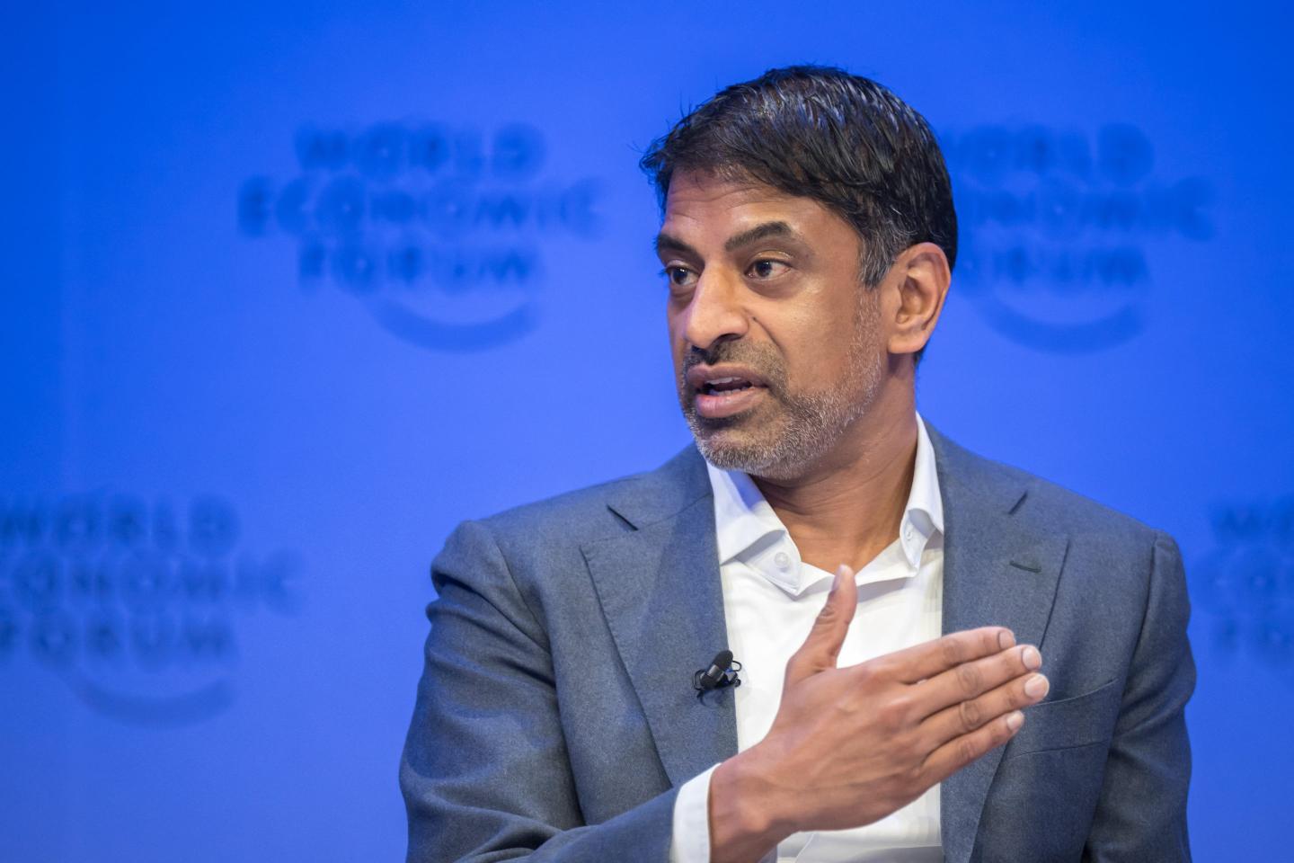 Novartis CEO Vasant Narasimhan at the World Economic Forum in Davos on January 19, 2024.