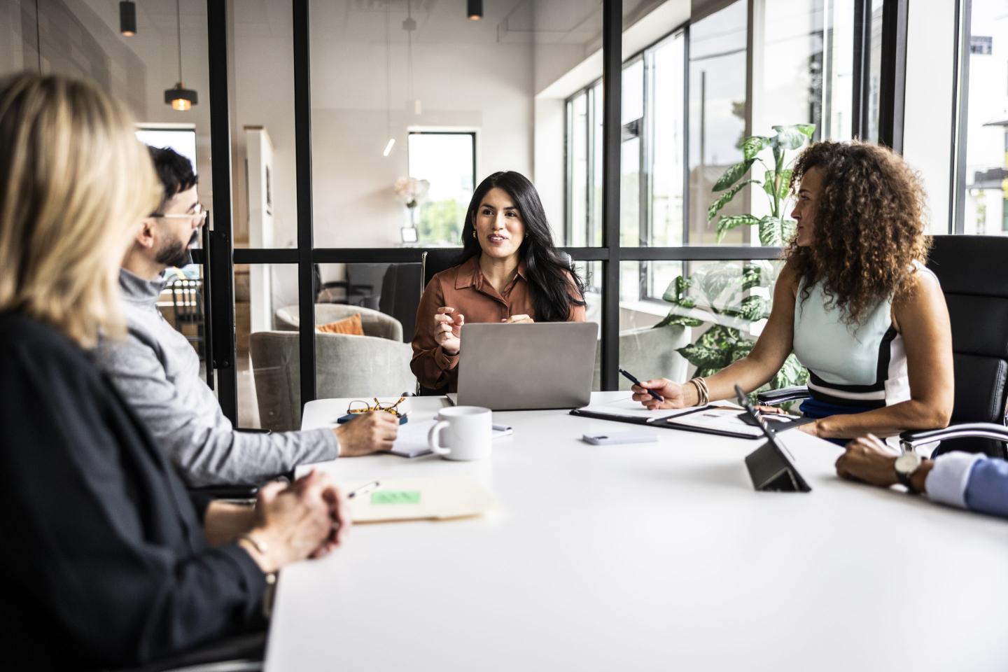 Business colleagues meeting in modern conference room