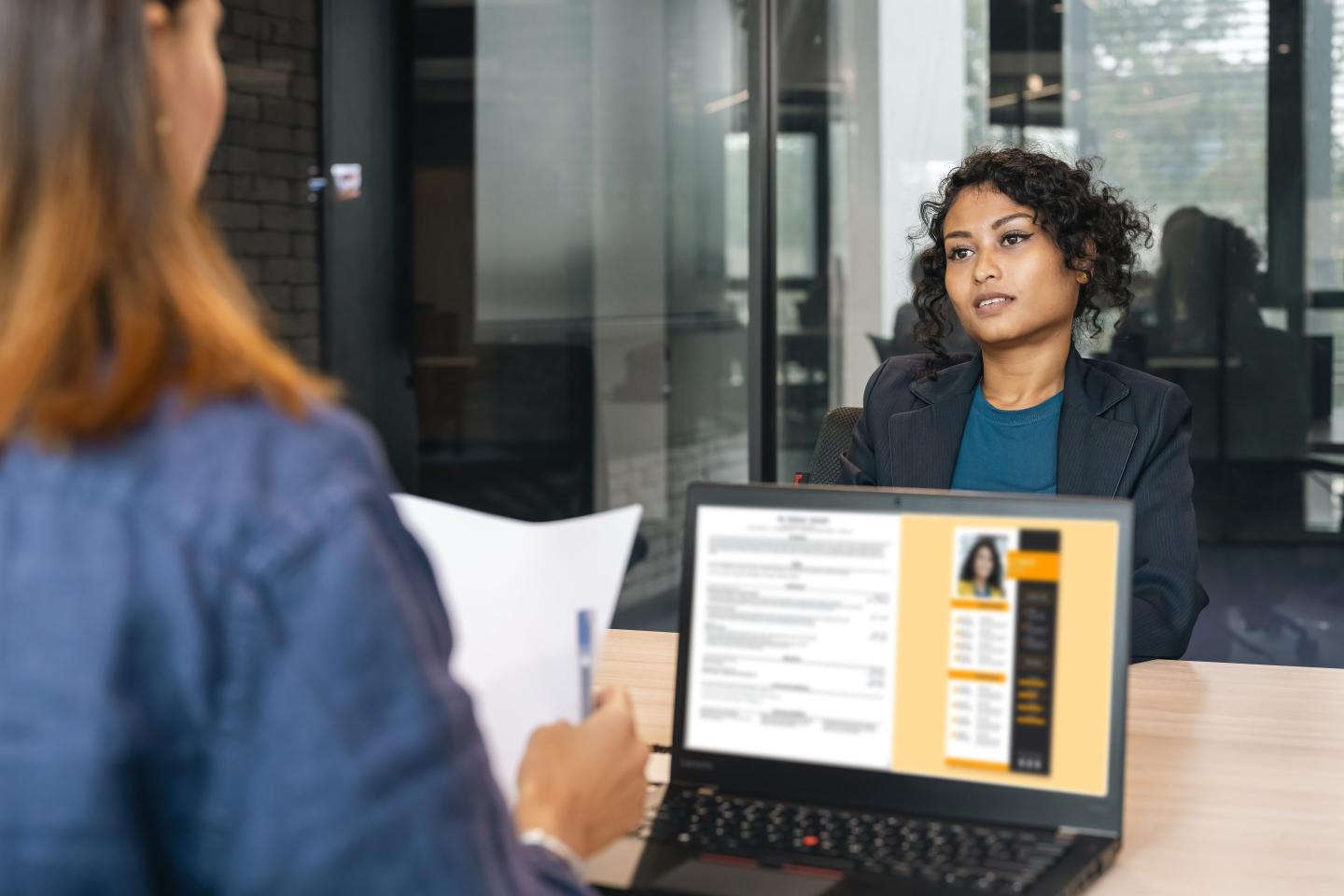 Photo of a job applicant being interviewed