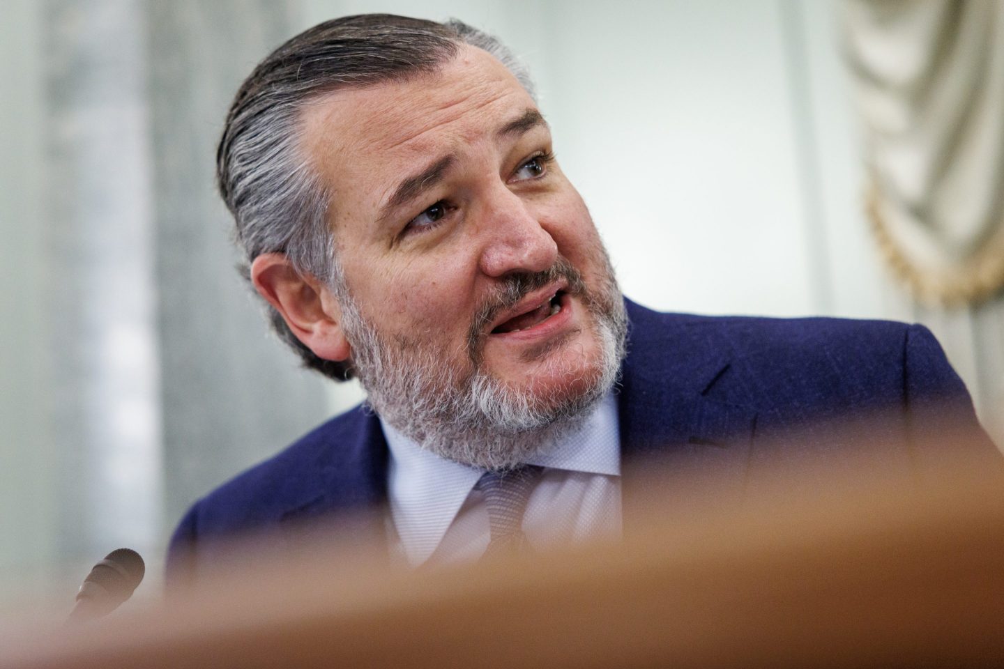 U.S. Sen. and Committee Chairman Ted Cruz (R-TX) speaks during a Senate Commerce, Science, and Transportation Committee confirmation hearing on U.S. President-elect Donald Trump's nomination of Sean Duffy for Secretary of Transportation in the Russell Senate Office Building on January 15, 2025 in Washington, DC.