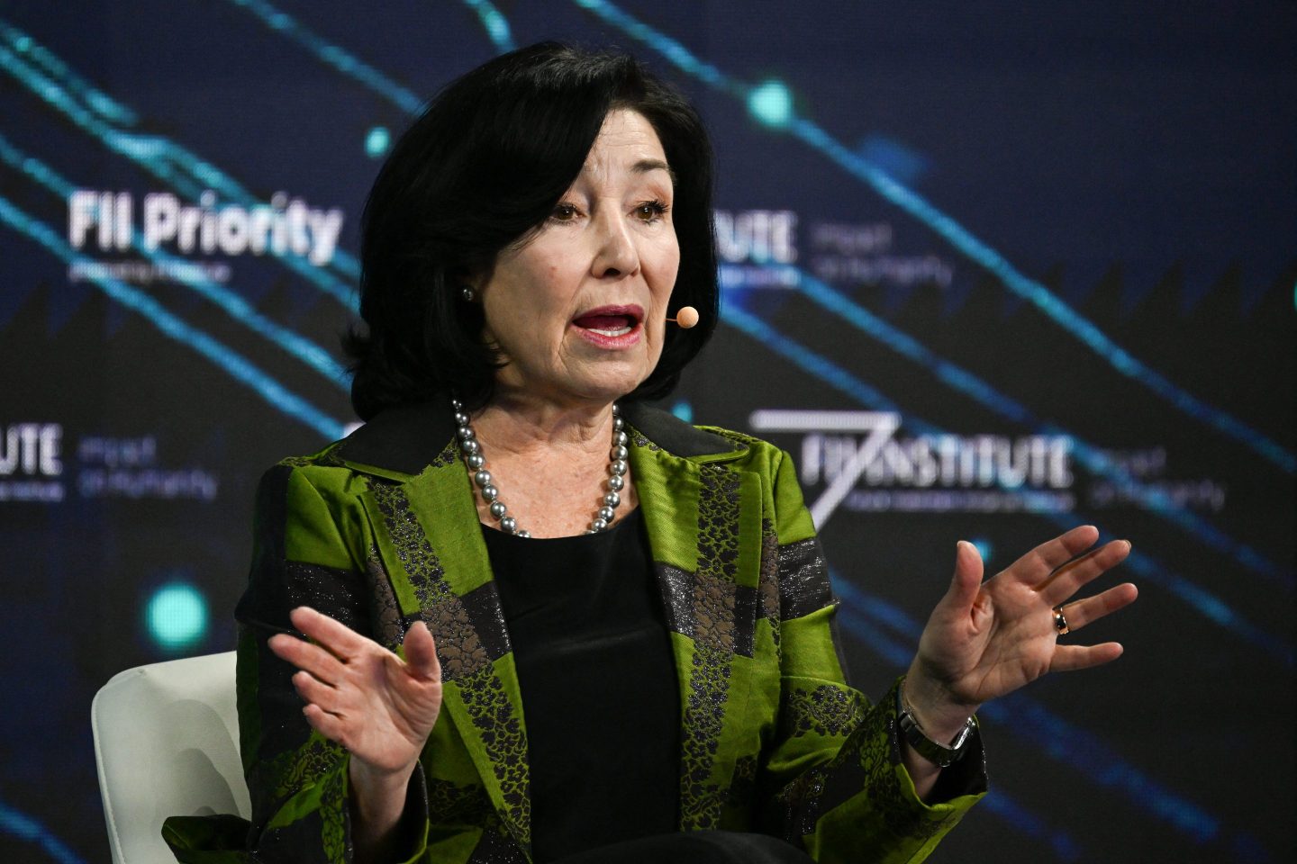 Departing Oracle CEO Safra Catz in Miami Beach, Florida in 2025.