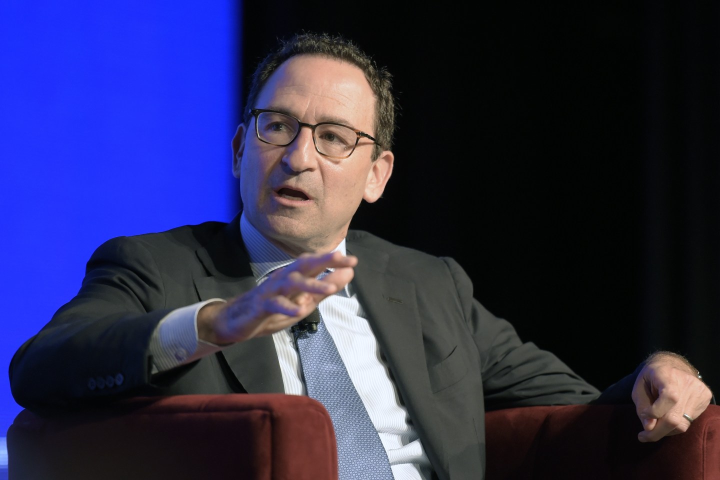 Jon Gray, president and chief operating officer of Blackstone Inc. speaks during the Asia Pacific Financial and Innovation Symposium (APFIS) in Melbourne, Australia, on Tuesday, March 25, 2025. Gray warned investors against making knee-jerk decisions around President Donald Trump’s tariff drama and instead advised waiting to see how the underlying negotiations play out. Photographer: Carla Gottgens/Bloomberg