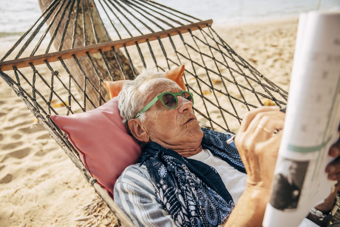 Old man on hammock