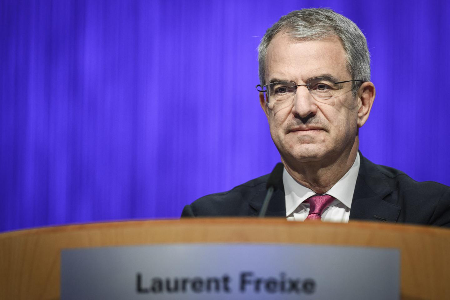 CEO Laurent Freixe purses his lips during a general shareholders meetingof Nestle in Switzerland.