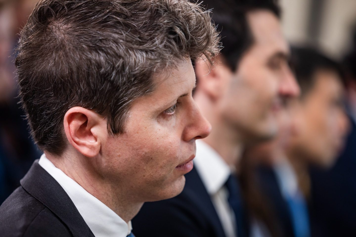 Sam Altman, chief executive officer of OpenAI Inc., during a meeting of the White House Task Force on AI Education in the East Room of the White House on Thursday.