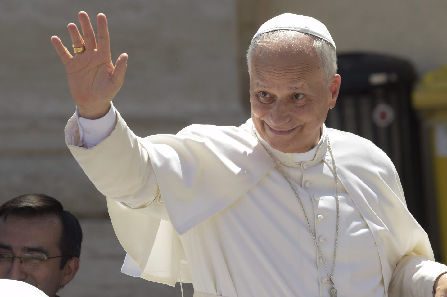 Pope Leo XIV waves