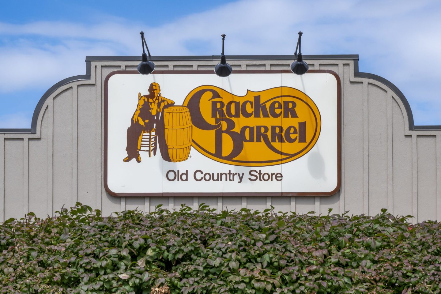 Cracker Barrel sign outside of a restaurant