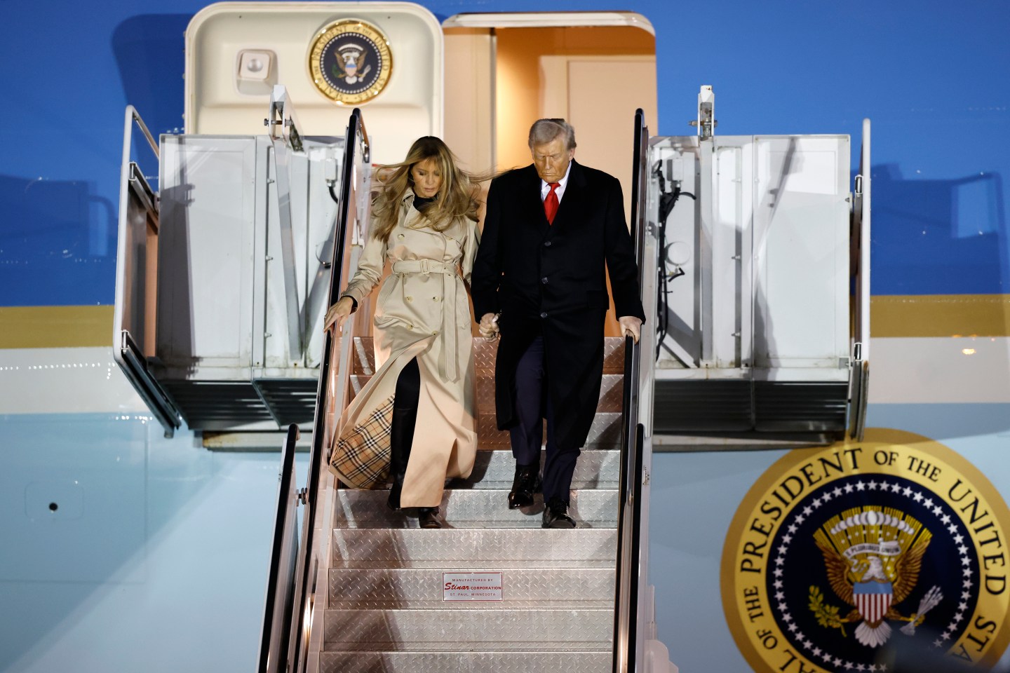 Donald Trump and First Lady Melania Trump exit Air Force One