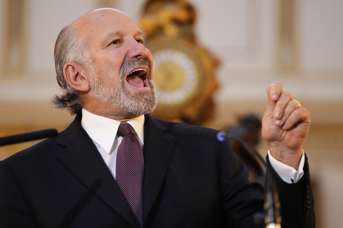 U.S. Secretary of Commerce Howard Lutnick speaks in London on September 18, 2025 in London, England. (Photo: Jordan Pettitt/WPA Pool/Getty Images)