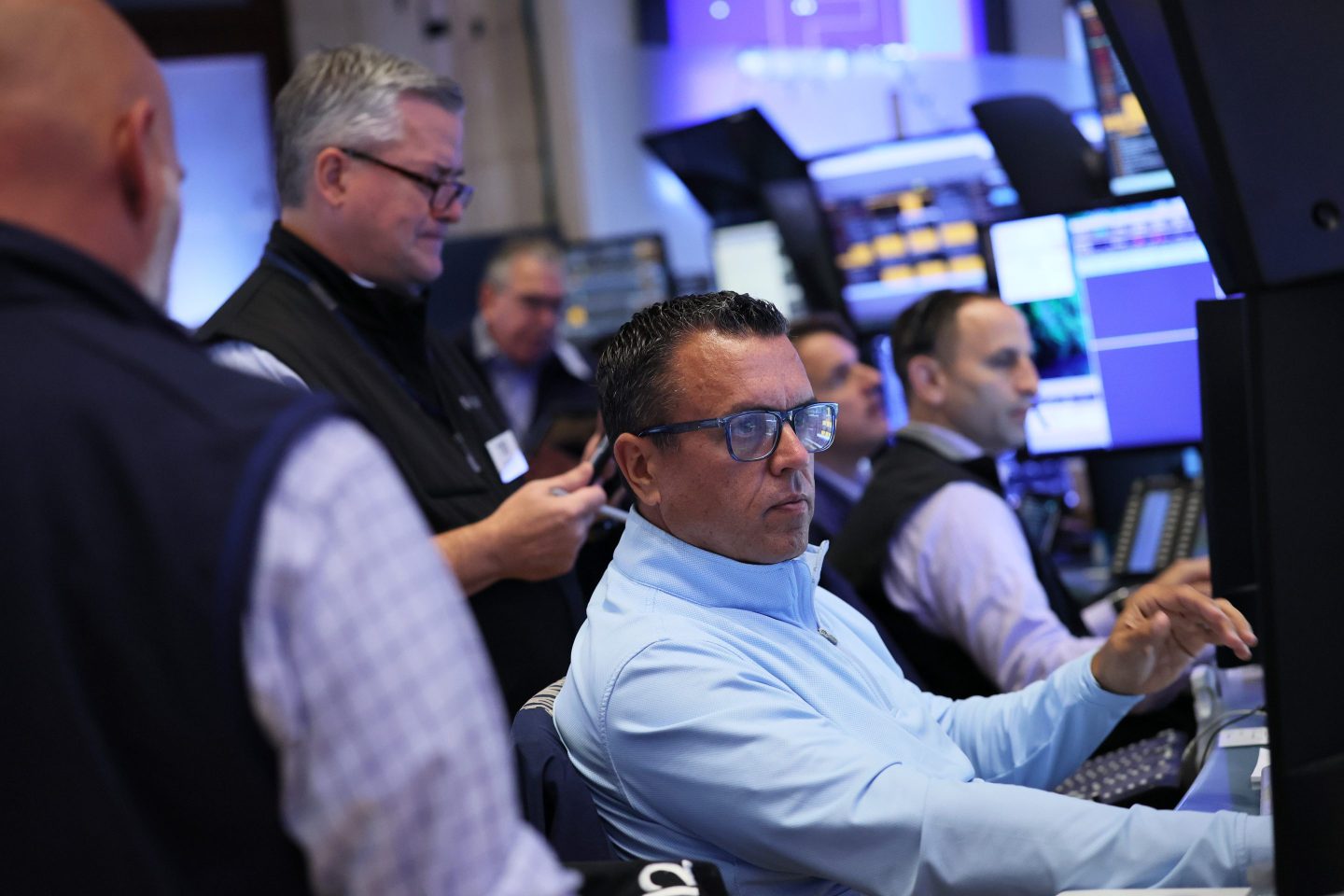 Traders on the floor of the New York Stock Exchange on Wednesday morning.