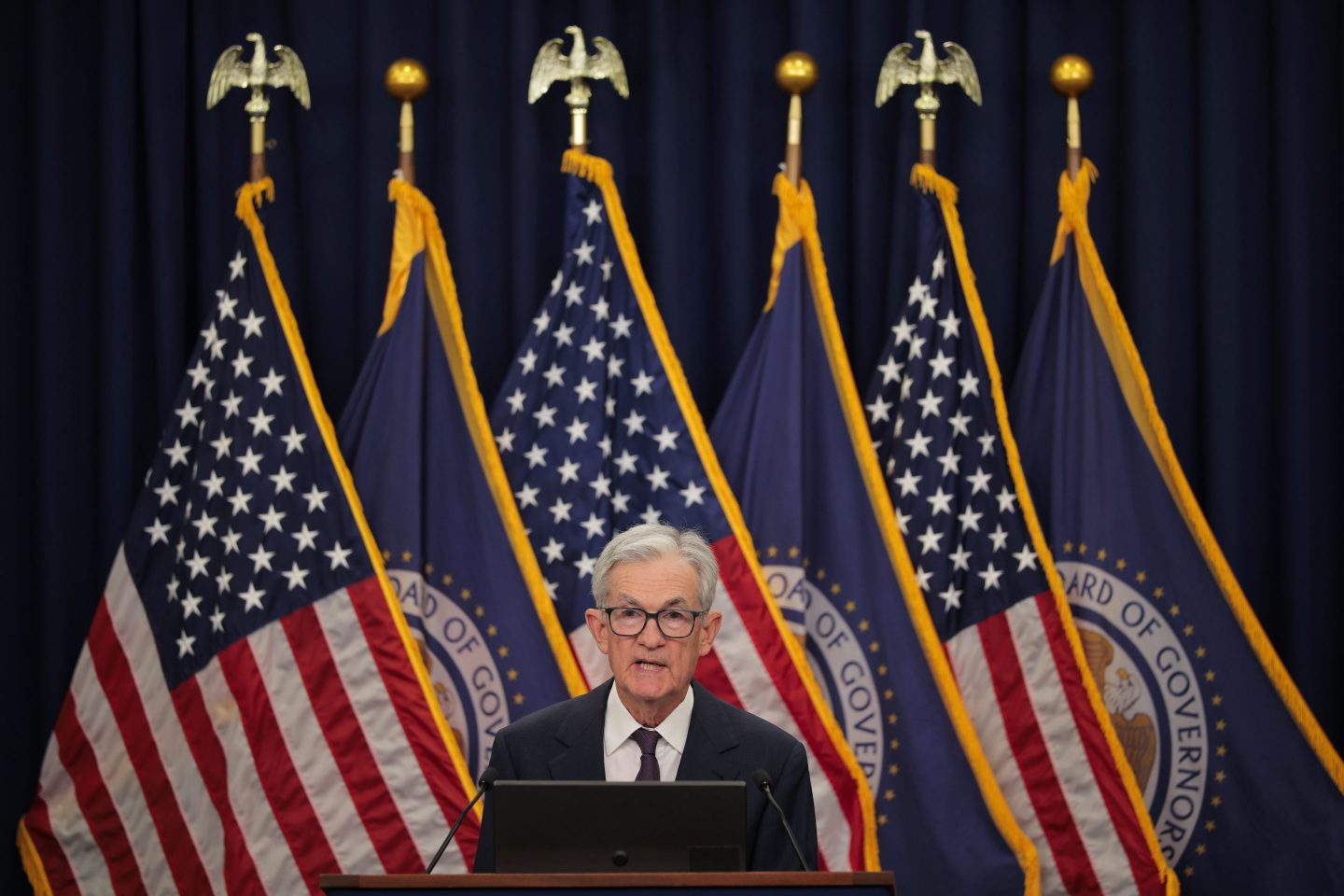 Federal Reserve Chair Jerome Powell speaks during a news conference following a two-day meeting of the Federal Open Market Committee at the Federal Reserve on September 17, 2025.