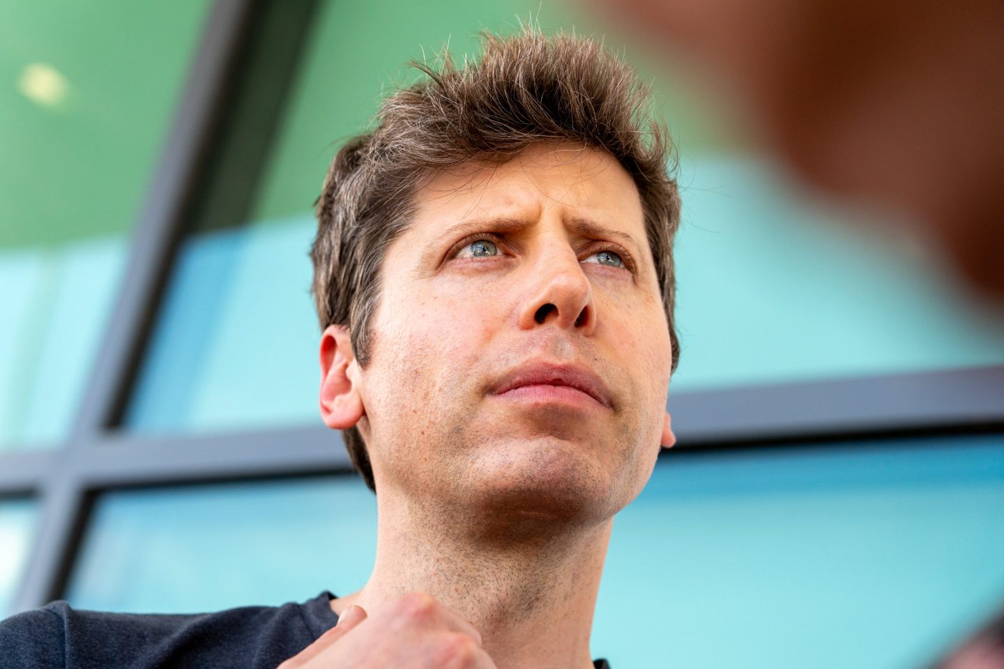 A close up photo of Sam Altman, chief executive officer of OpenAI Inc., during a media tour of the Stargate AI data center in Abilene, Texas, US, on Tuesday, Sept. 23, 2025.