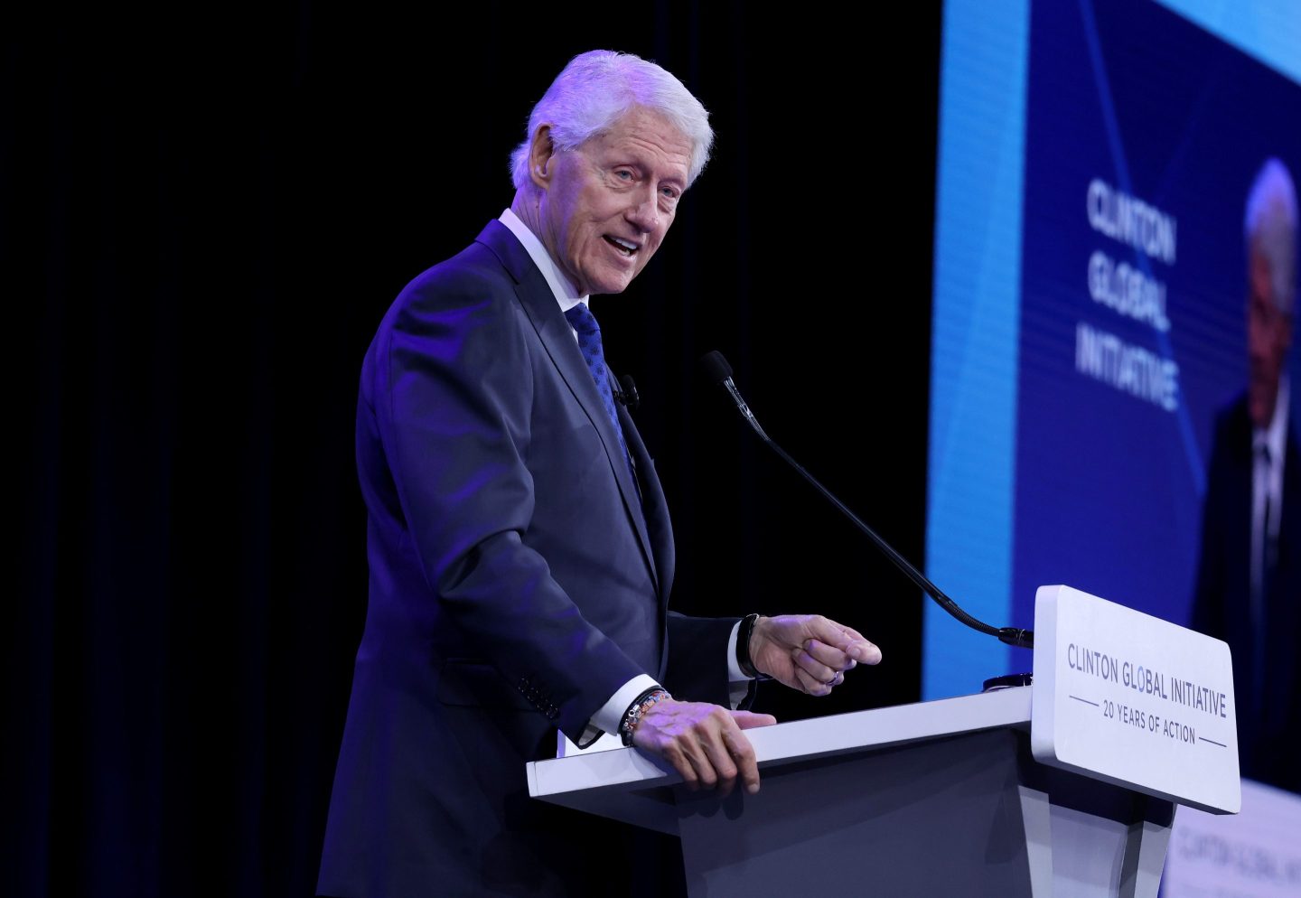 Bill Clinton speaks onstage during the Clinton Global Initiative 2025 Annual Meeting at New York Hilton Midtown on September 24, 2025 in New York City.