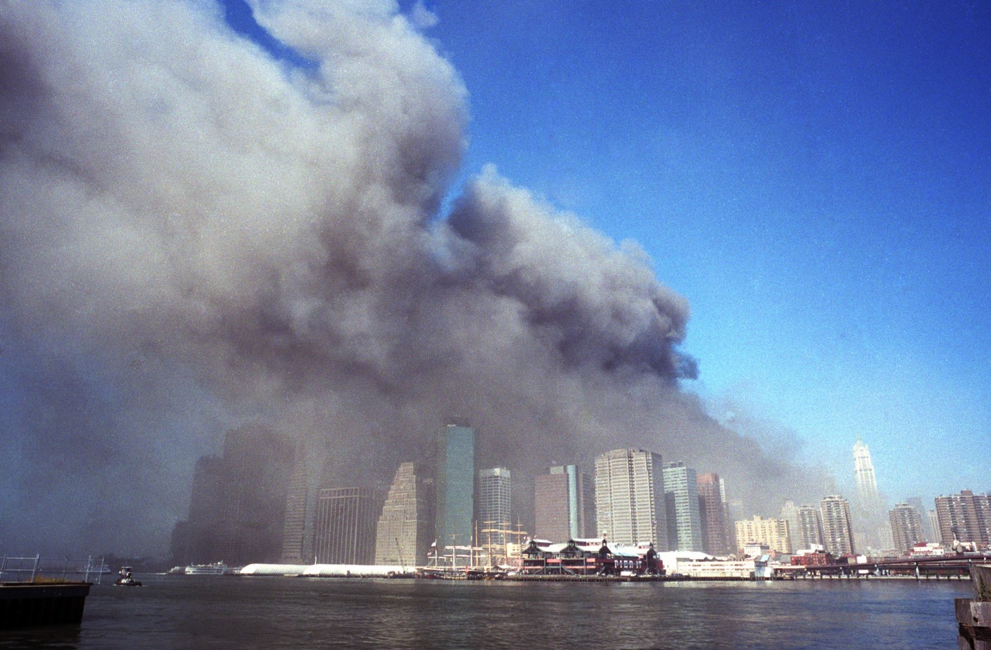 Photo of smoke and ash coming from Lower Manhattan on Sept. 11, 2001.