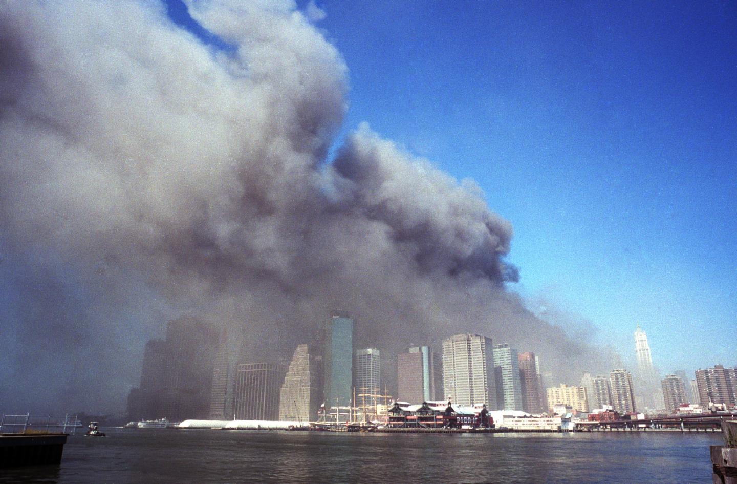 Photo of smoke and ash coming from Lower Manhattan on Sept. 11, 2001.