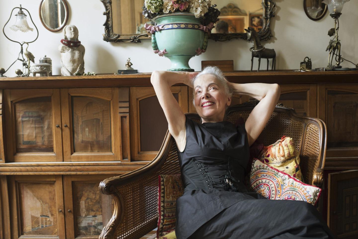 Rich French retiree relaxing at home
