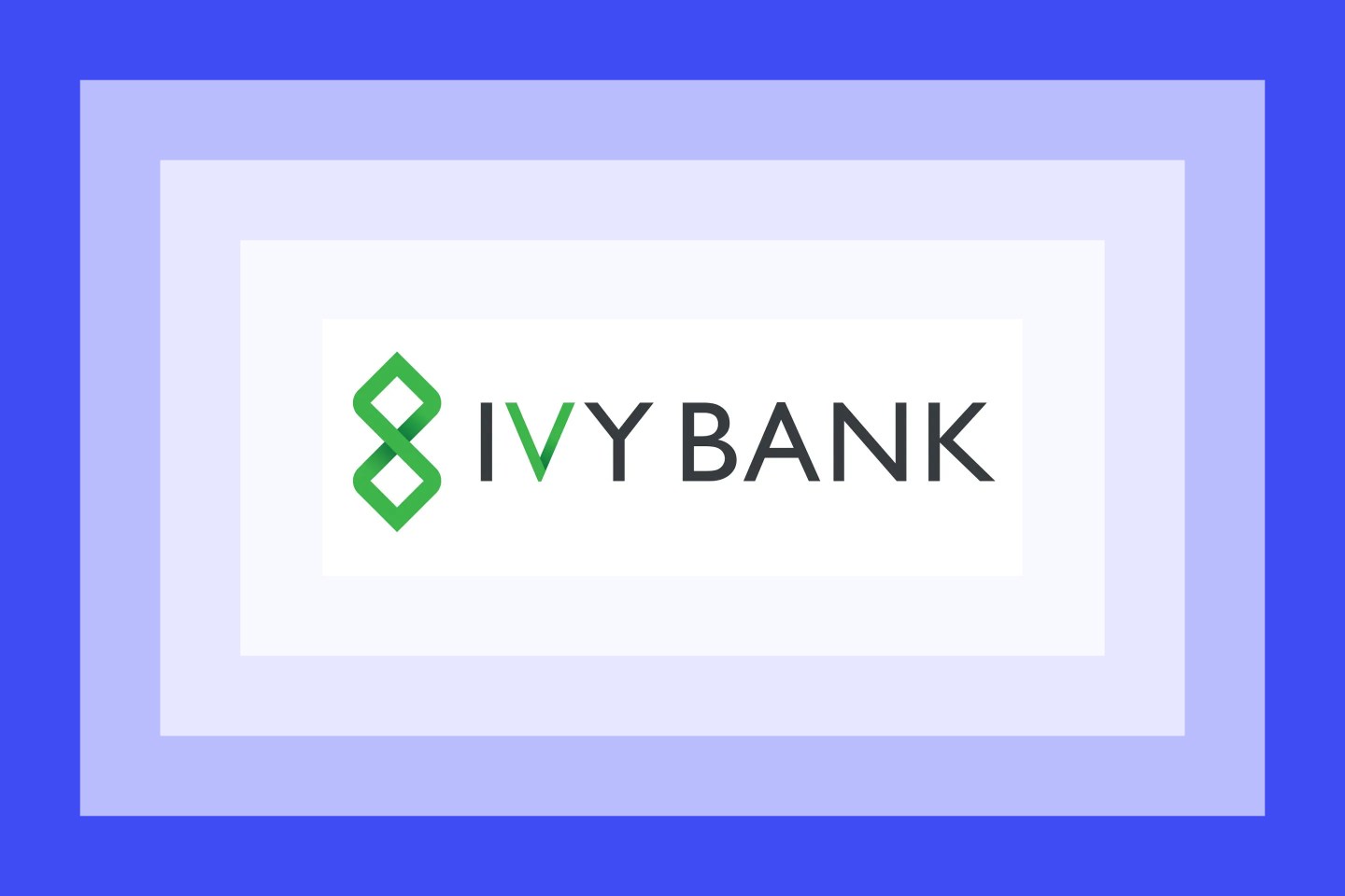 The Ivy Bank logo on a blue and purple layered background.