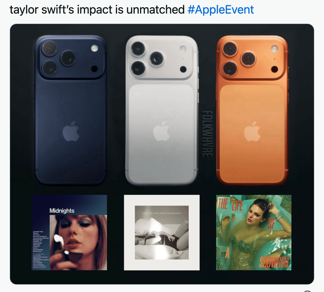 Apple iphone color Taylor Swift meme