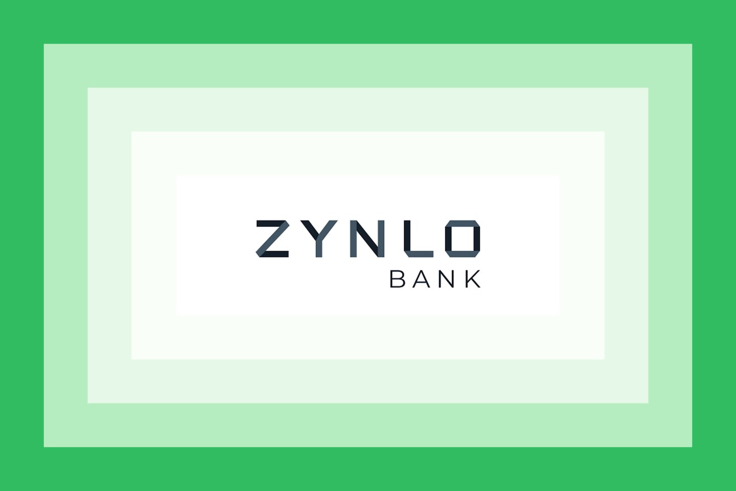 The Zynlo Bank logo on a green layered background.